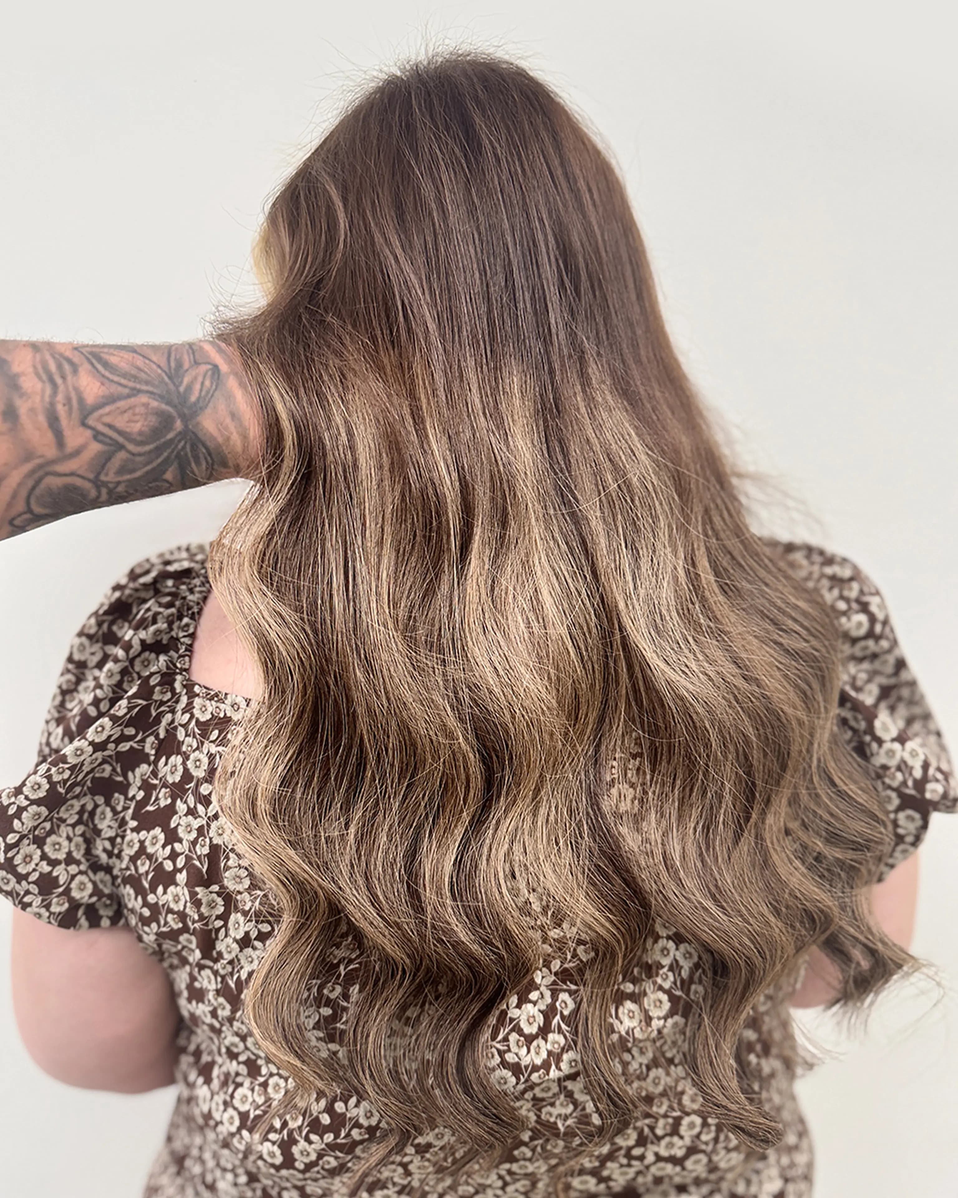 Brunette hair extension back view